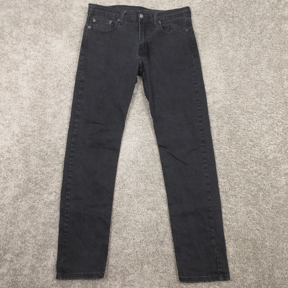 Levis Jeans Mens 30x32 Black 502 Regular Tapered Washed Zip Fly Denim Pants